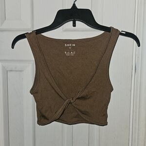 SHEIN Chocolate Twist Front Crop Top